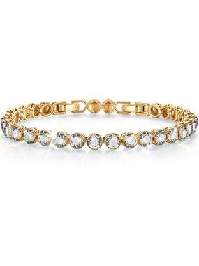 Women's Moonlight White Birthstone Tennis Swarovski Crystals Adjustable Bracelet